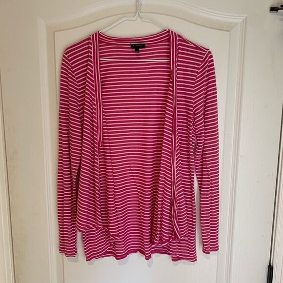 Talbots pink and white striped cardigan - Picture 1 of 6